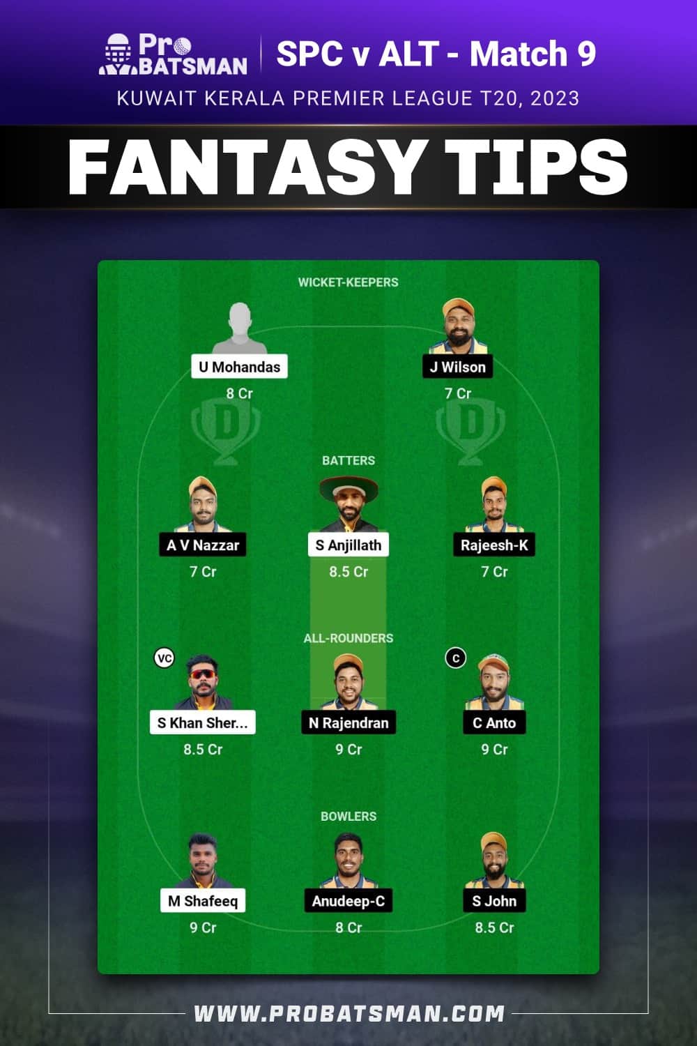 SPC vs ATL Dream11 Prediction - Fantasy Team 1 SPC vs ATL Dream11 Prediction - Fantasy Team 1