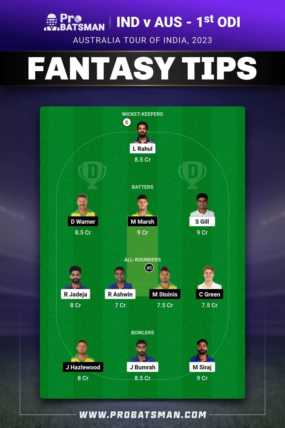 IND vs AUS Dream11 Prediction - Fantasy Team 2