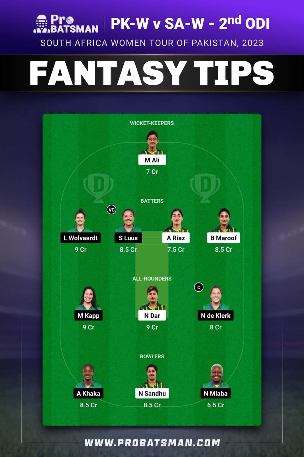 PK-W vs SA-W Dream11 Prediction - Fantasy Team 2