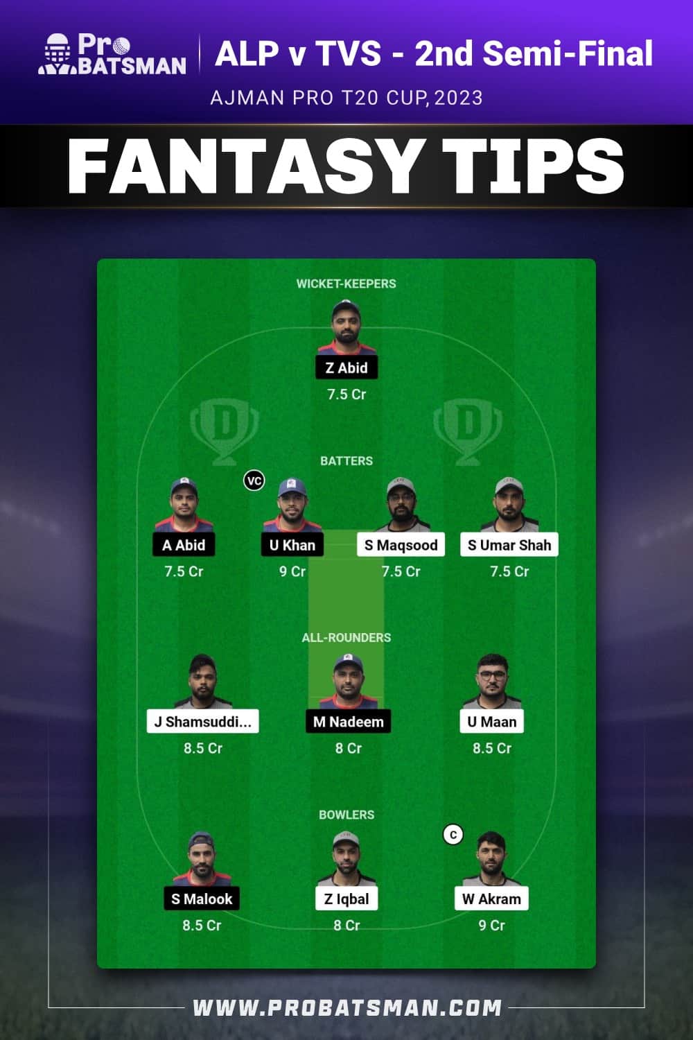 ALP vs TVS Dream11 Prediction - Fantasy Team 2 ALP vs TVS Dream11 Prediction - Fantasy Team 2