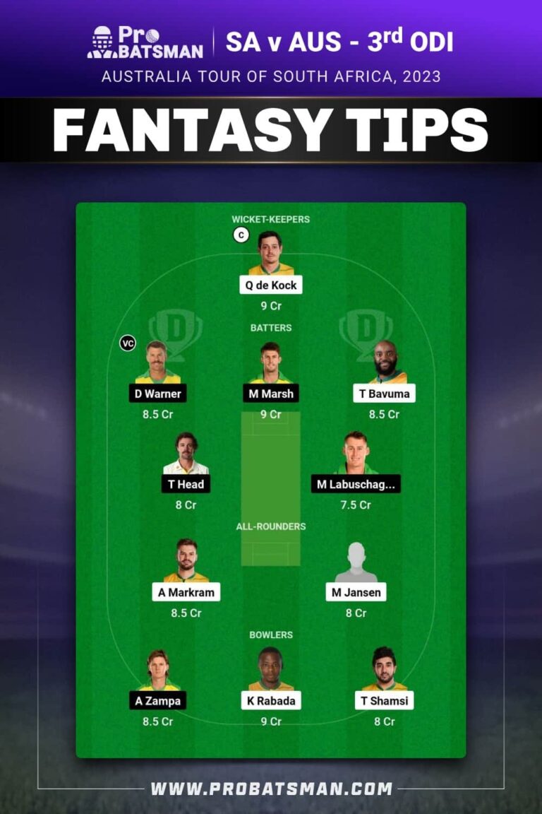 SA vs AUS Dream11 Prediction With Stats, Pitch Report & Player Record