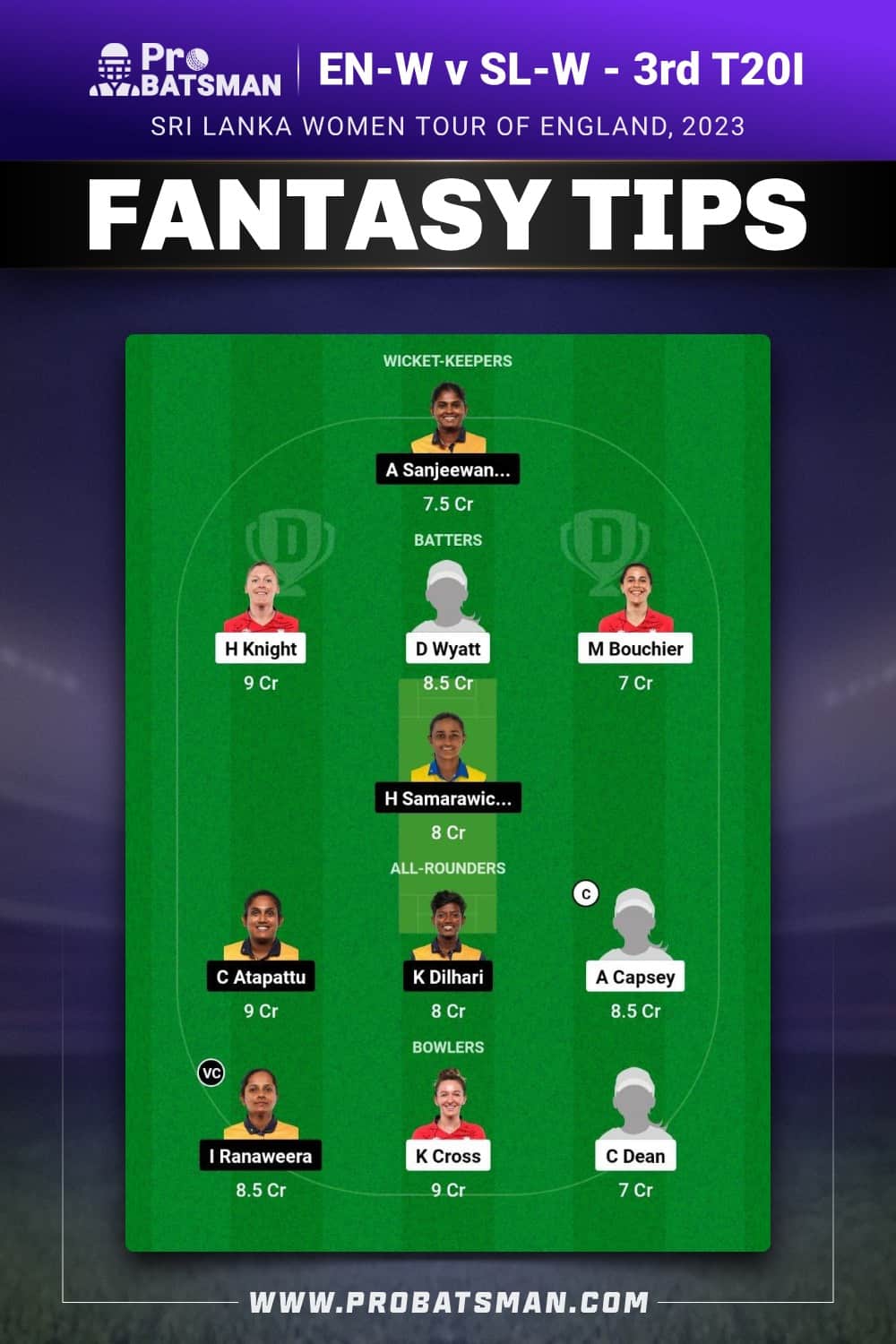 EN-W vs SL-W Dream11 Prediction - Fantasy Team 2 EN-W vs SL-W Dream11 Prediction - Fantasy Team 2