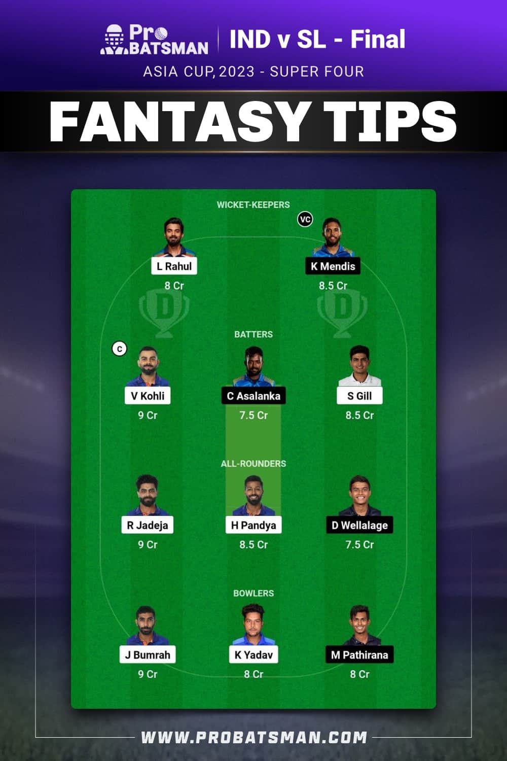 IND vs SL Dream11 Prediction - Fantasy Team 2