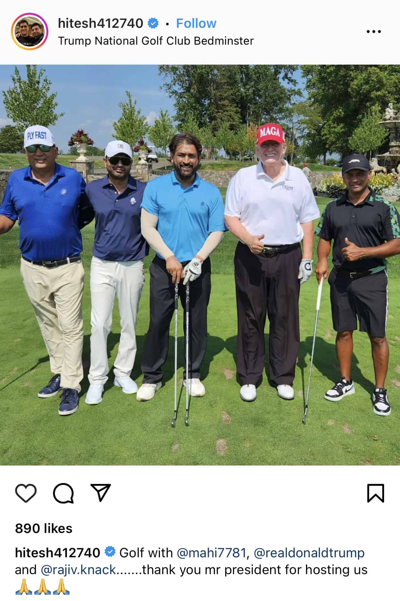 MS Dhoni with Donald Trump and his other friends 