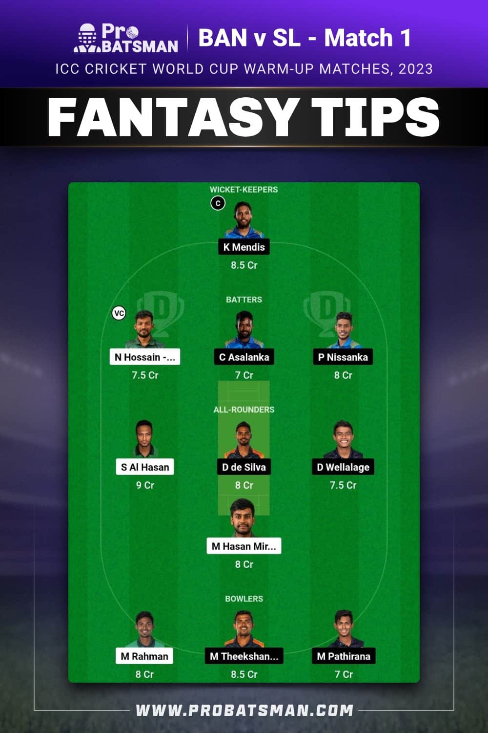 BAN vs SL Dream11 Prediction - Fantasy Team 2