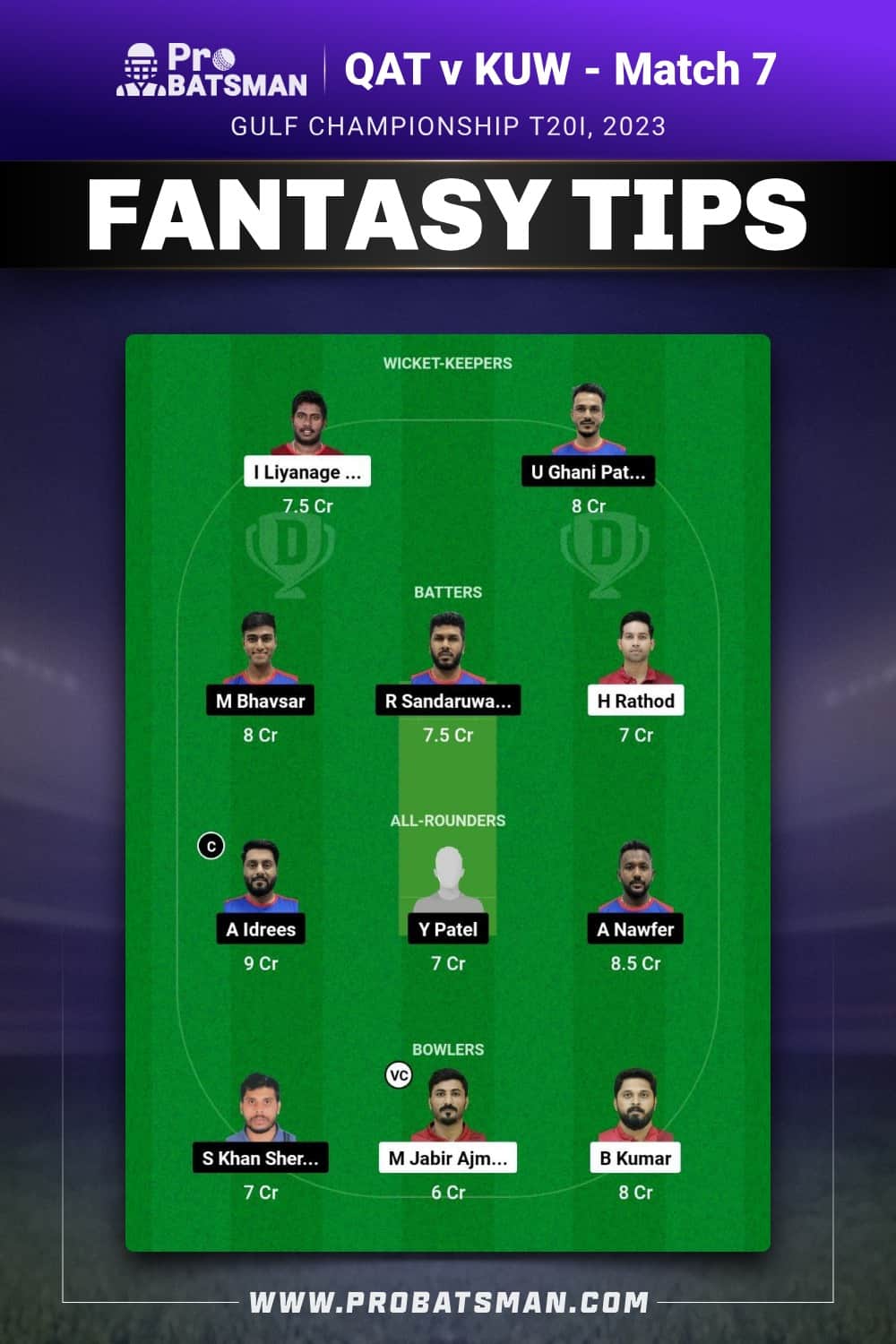 QAT vs KUW Dream11 Prediction - Fantasy Team 1 QAT vs KUW Dream11 Prediction - Fantasy Team 1