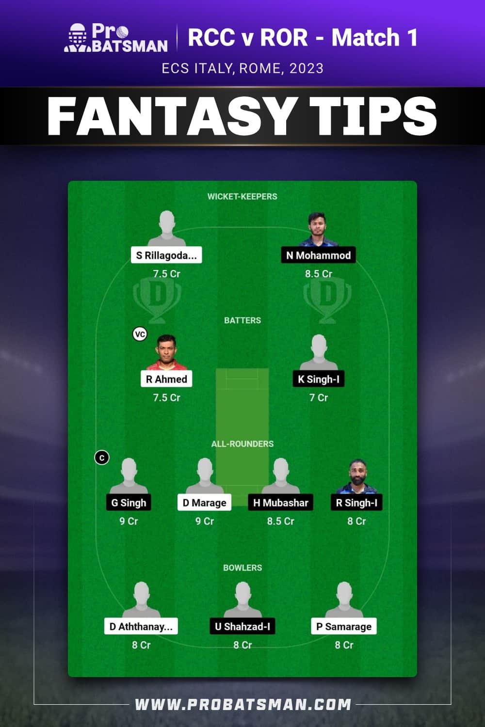 RCC vs ROR Dream11 Prediction - Fantasy Team 2 RCC vs ROR Dream11 Prediction - Fantasy Team 2