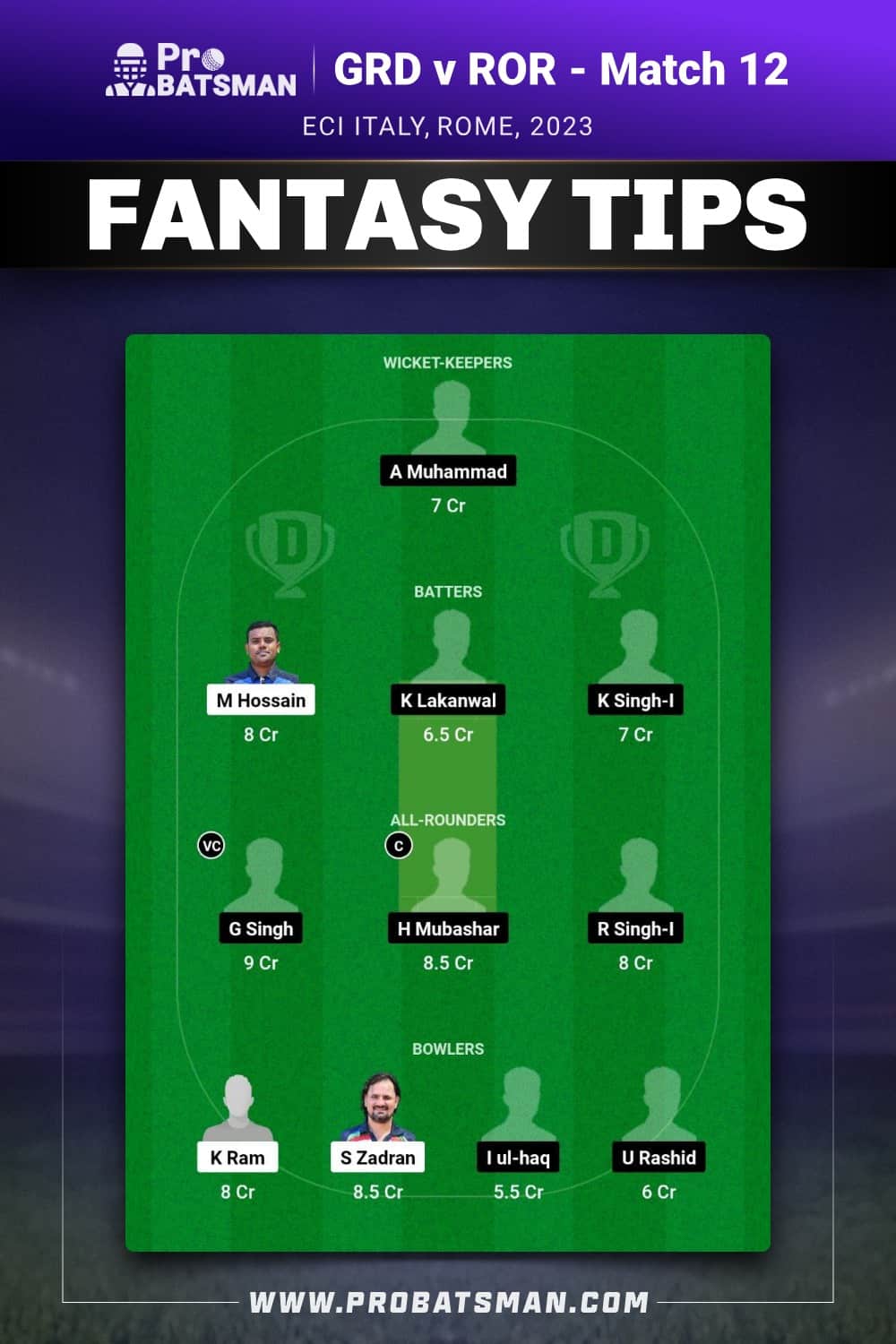 RGD vs ROR Dream11 Prediction - Fantasy Team 1 RGD vs ROR Dream11 Prediction - Fantasy Team 1