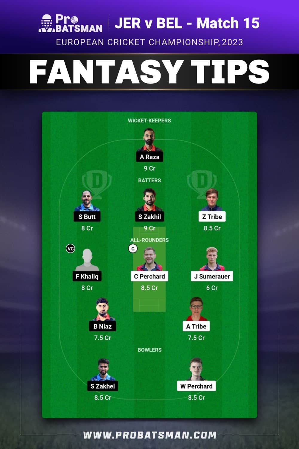 JER vs BEL Dream11 Prediction - Fantasy Team 1 JER vs BEL Dream11 Prediction - Fantasy Team 1
