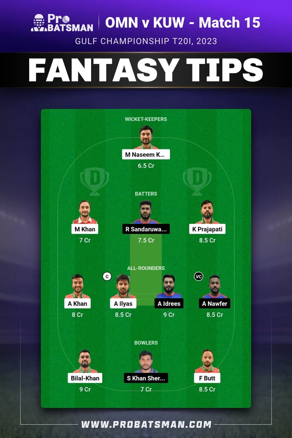 OMN vs KUW Dream11 Prediction - Fantasy Team 1 OMN vs KUW Dream11 Prediction - Fantasy Team 1