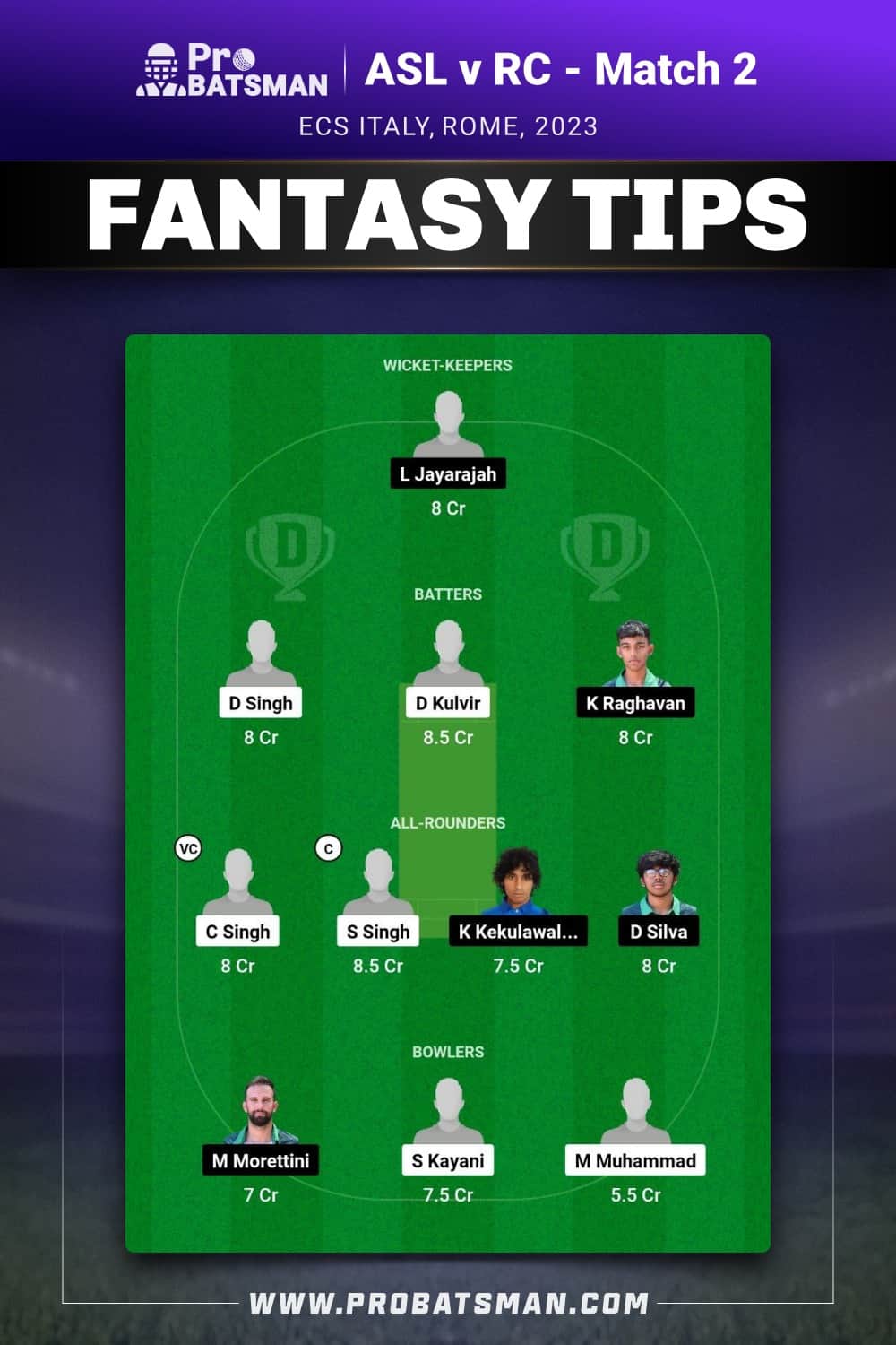 ASL vs RC Dream11 Prediction - Fantasy Team 1 ASL vs RC Dream11 Prediction - Fantasy Team 1