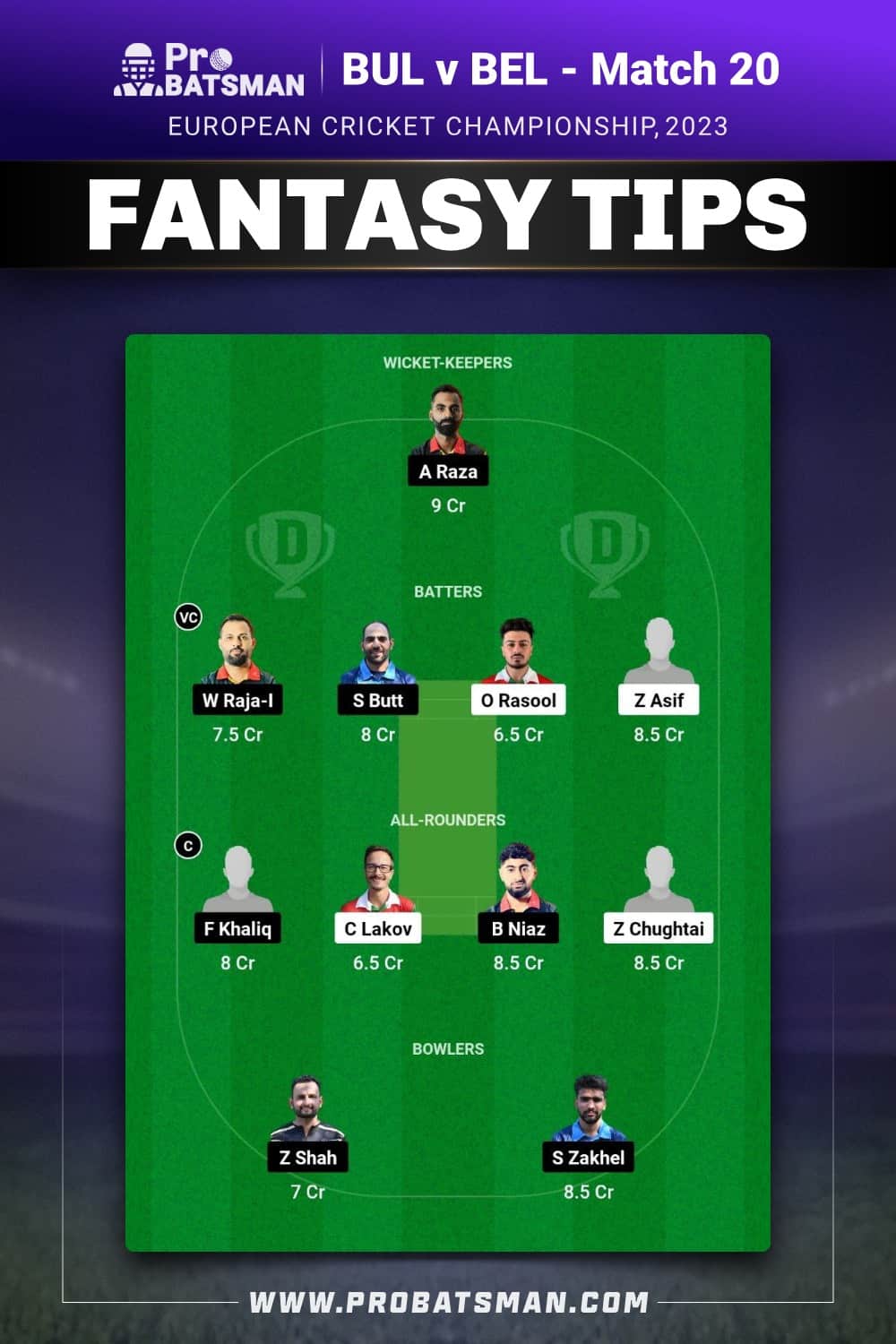 BUL vs BEL Dream11 Prediction - Fantasy Team 1 BUL vs BEL Dream11 Prediction - Fantasy Team 1