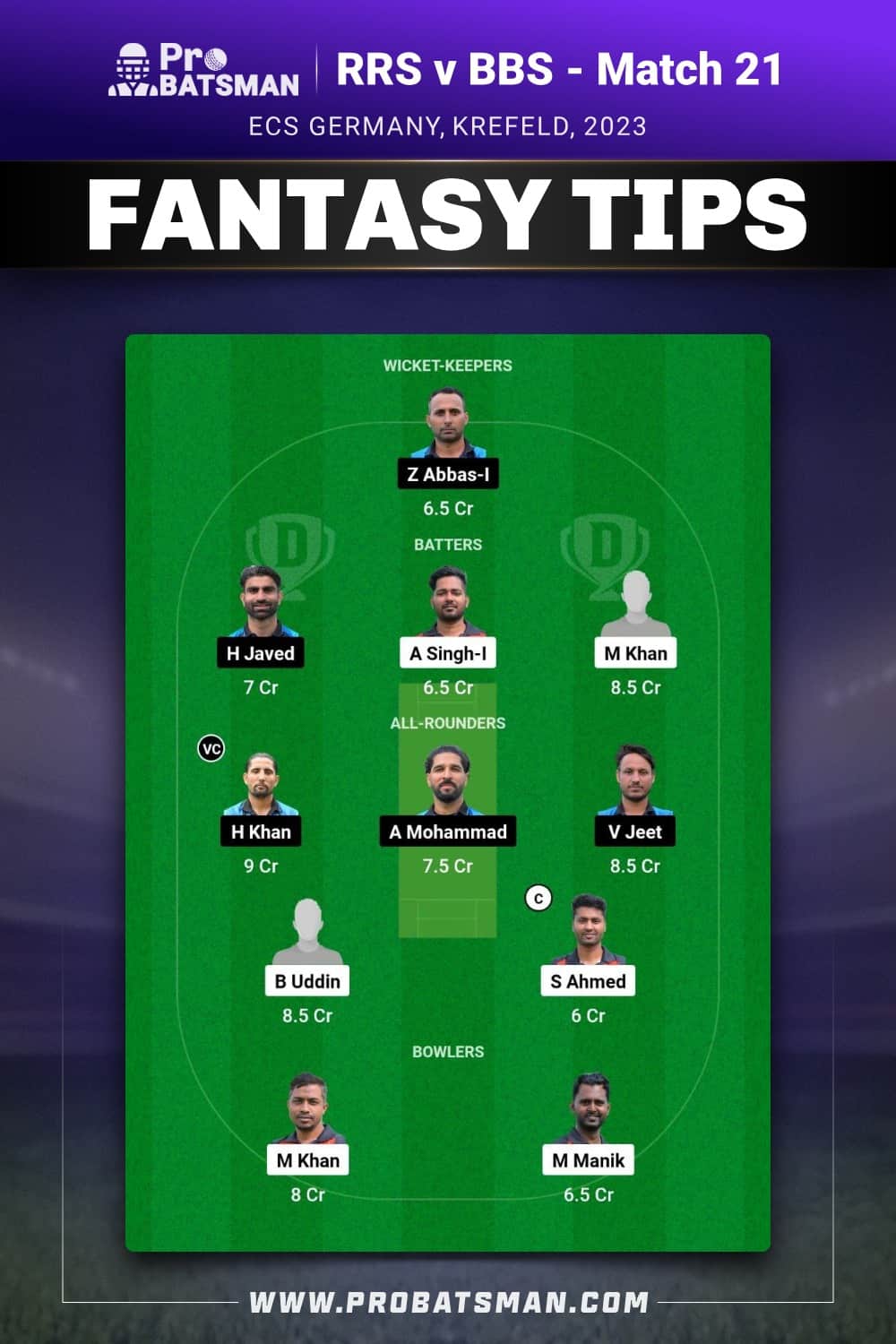 RRS vs BBS Dream11 Prediction - Fantasy Team 1 RRS vs BBS Dream11 Prediction - Fantasy Team 1