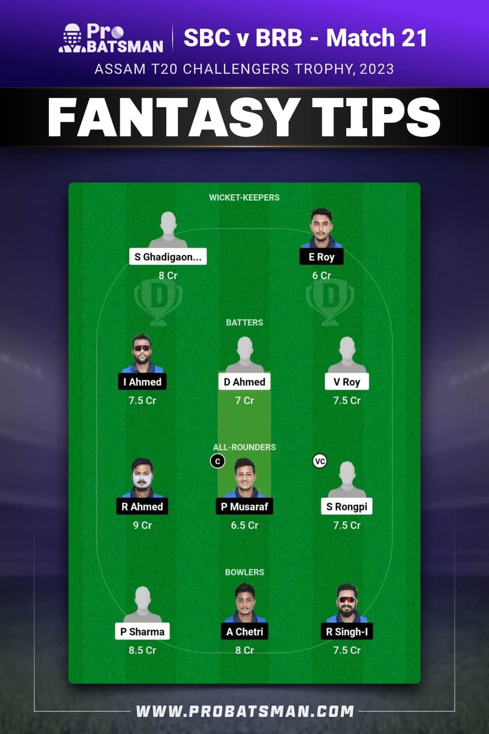 SBC vs BRB Dream11 Prediction - Fantasy Team 1