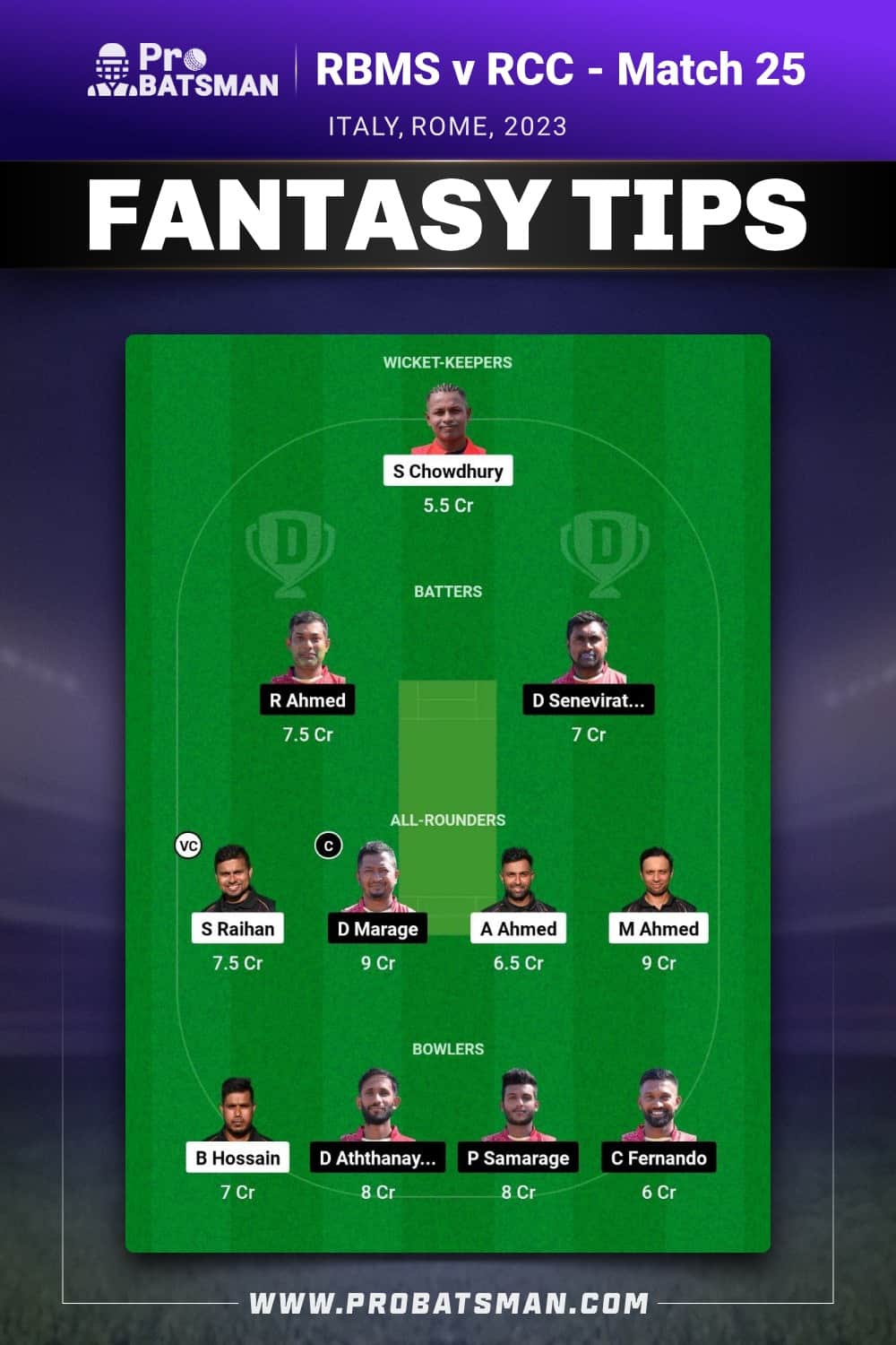 RBMS vs RCC Dream11 Prediction With Stats, Pitch Report & Player Record of ECS Italy, Rome, 2023 For Match 25 RBMS vs RCC Dream11 Prediction With Stats, Pitch Report & Player Record of ECS Italy, Rome, 2023 For Match 25