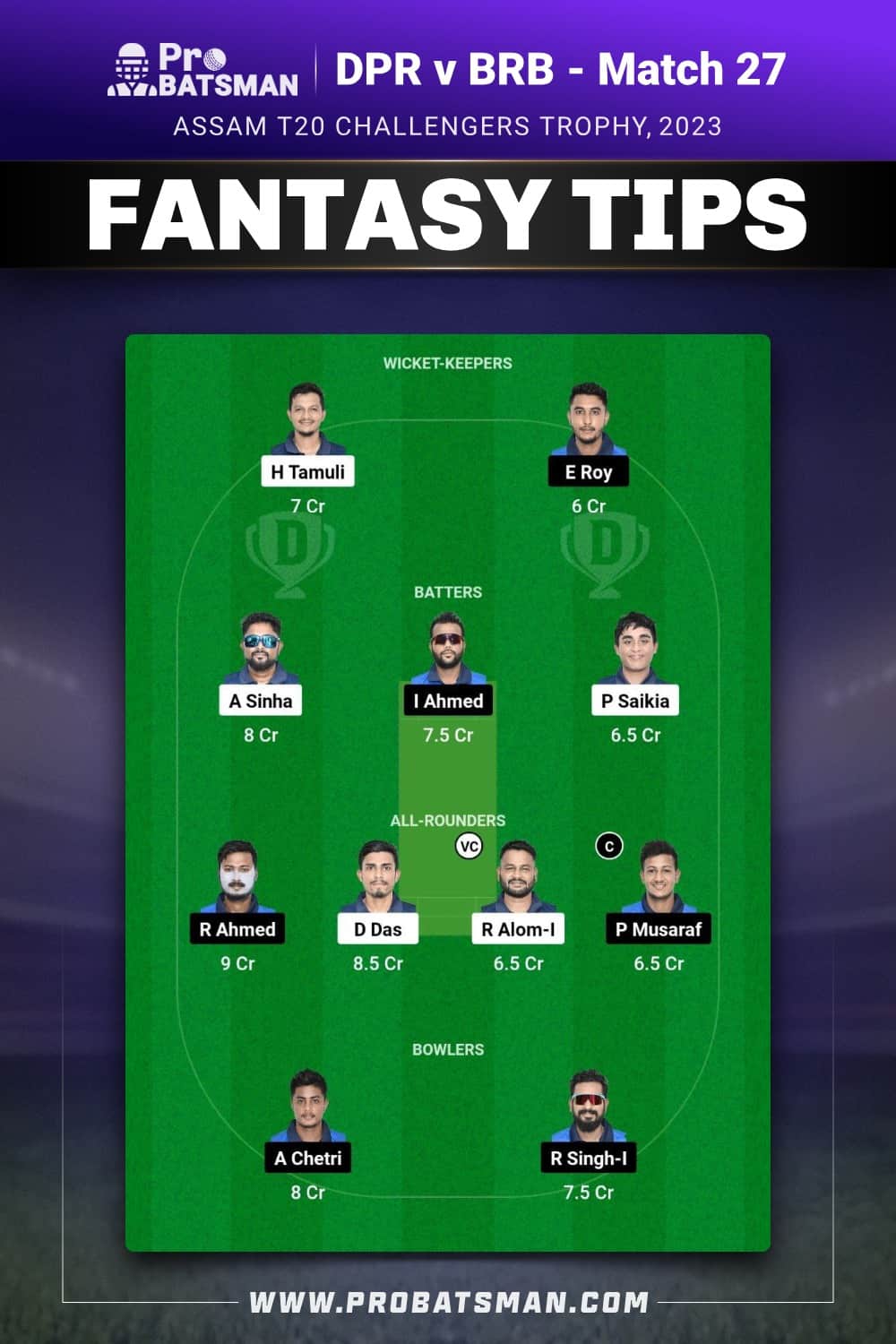 DPR vs BRB Dream11 Prediction - Fantasy Team 1