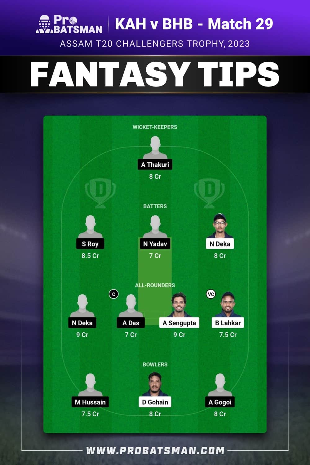 KAH vs BHB Dream11 Prediction - Fantasy Team 1