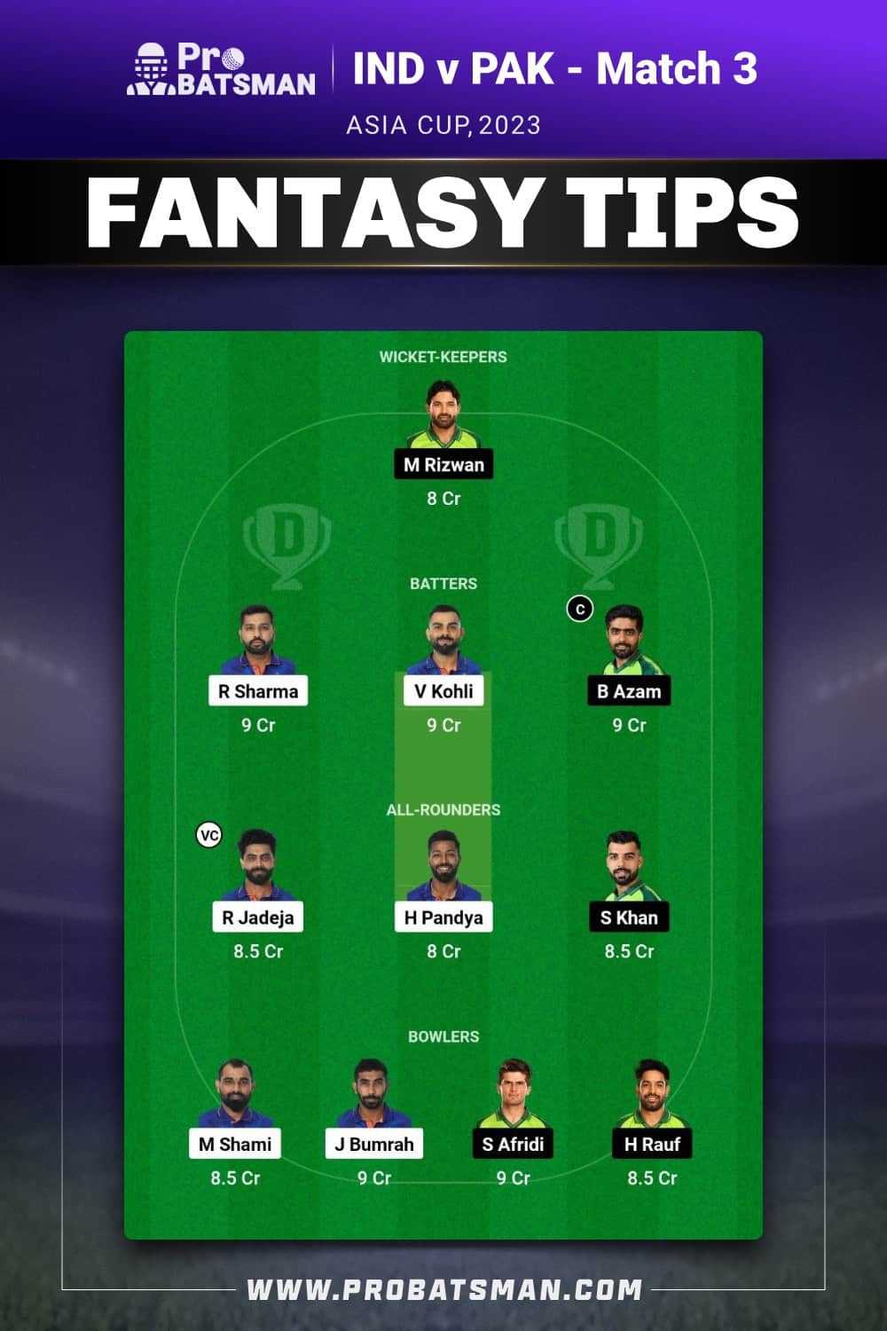 IND vs PAK Dream11 Prediction - Fantasy Team 2 IND vs PAK Dream11 Prediction - Fantasy Team 2