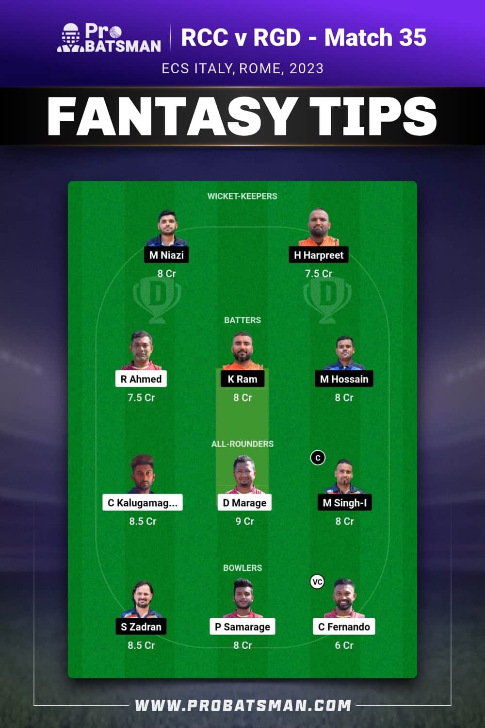 RCC vs RGD Dream11 Prediction - Fantasy Team 2 RCC vs RGD Dream11 Prediction - Fantasy Team 2