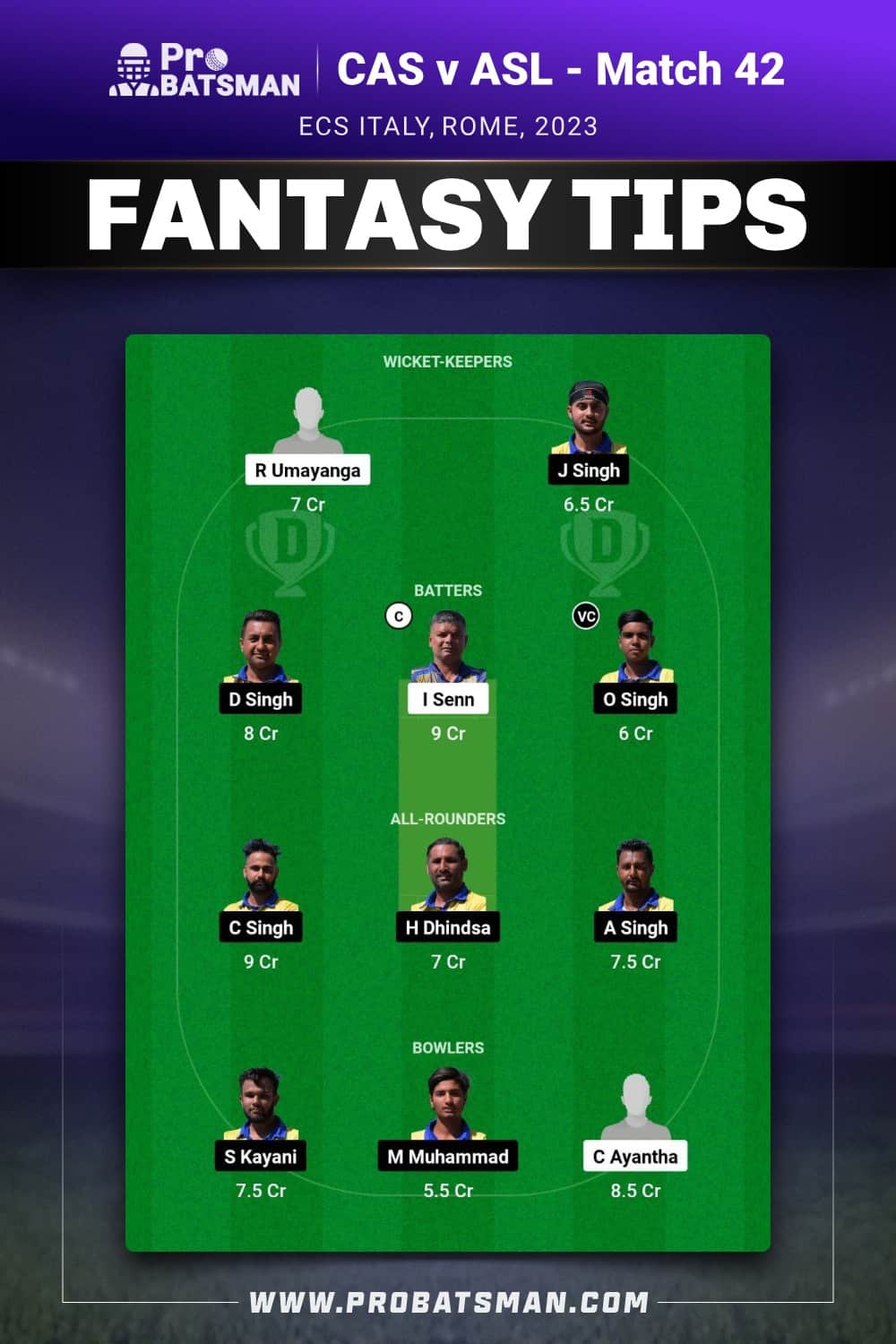 CAS vs ASL Dream11 Prediction - Fantasy Team 2 CAS vs ASL Dream11 Prediction - Fantasy Team 2