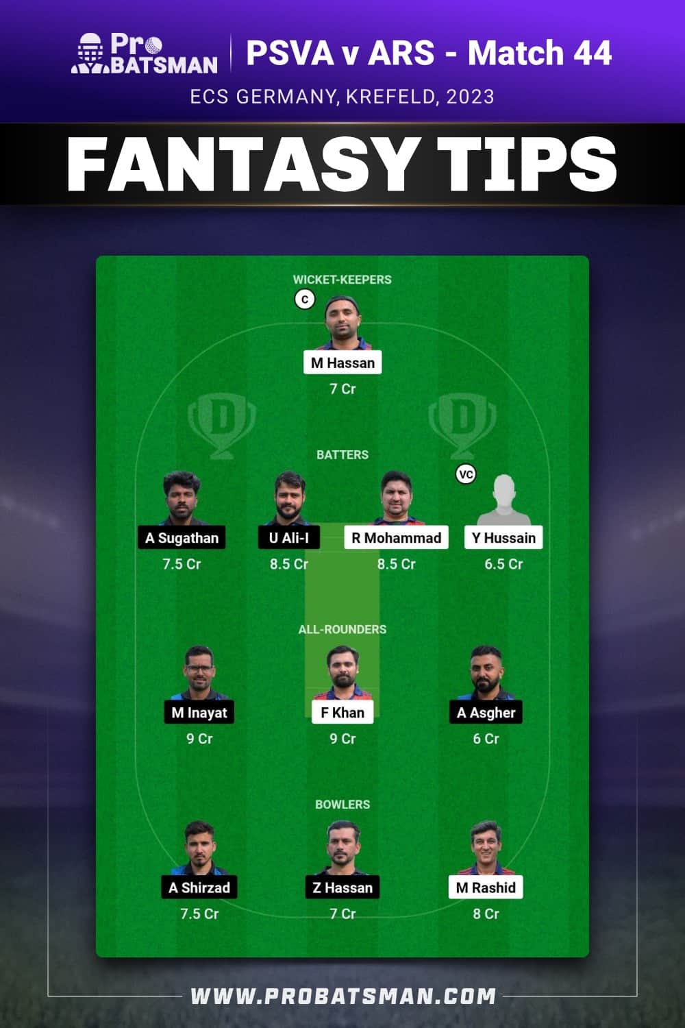 PSVA vs ARS Dream11 Prediction - Fantasy Team 2 PSVA vs ARS Dream11 Prediction - Fantasy Team 2