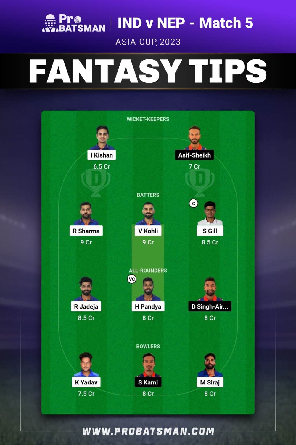 IND vs NEP Dream11 Prediction - Fantasy Team 2 IND vs NEP Dream11 Prediction - Fantasy Team 2