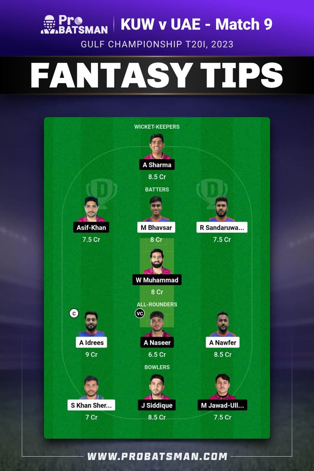 KUW vs UAE Dream11 Prediction - Fantasy Team 2 KUW vs UAE Dream11 Prediction - Fantasy Team 2