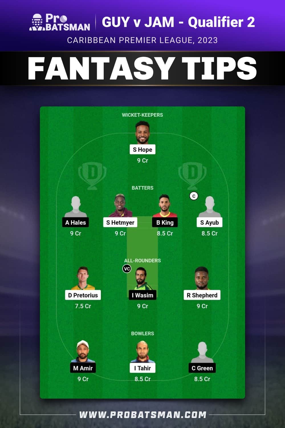 GUY vs JAM Dream11 Prediction - Fantasy Team 2 GUY vs JAM Dream11 Prediction - Fantasy Team 2