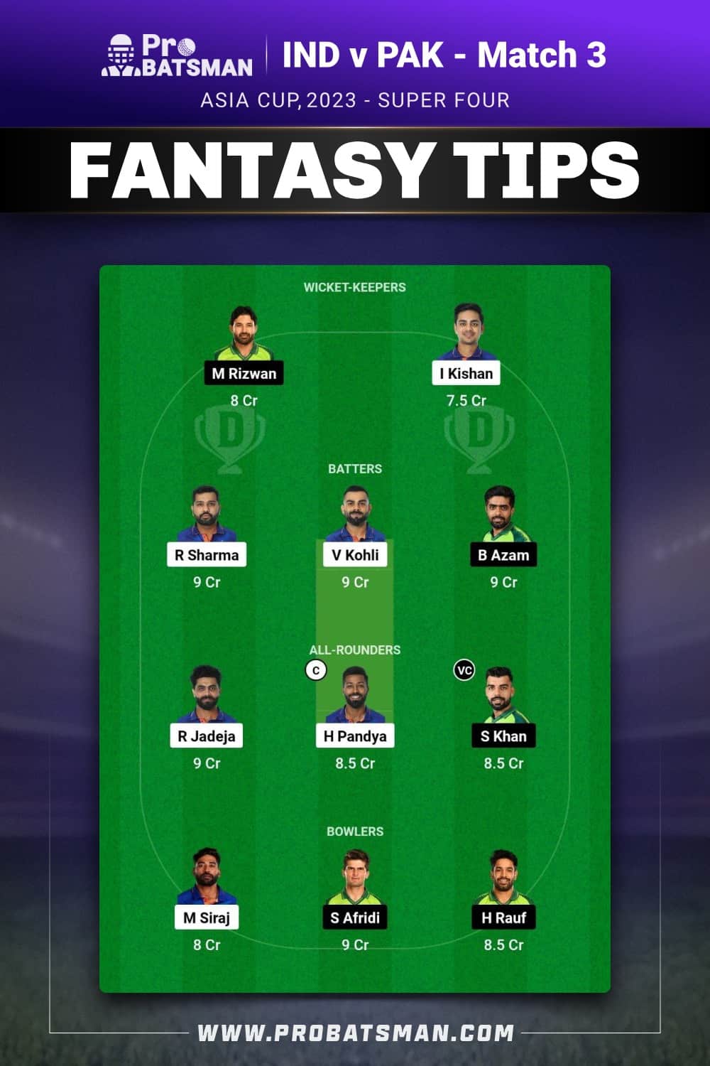 IND vs PAK Dream11 Prediction - Fantasy Team 2 IND vs PAK Dream11 Prediction - Fantasy Team 2