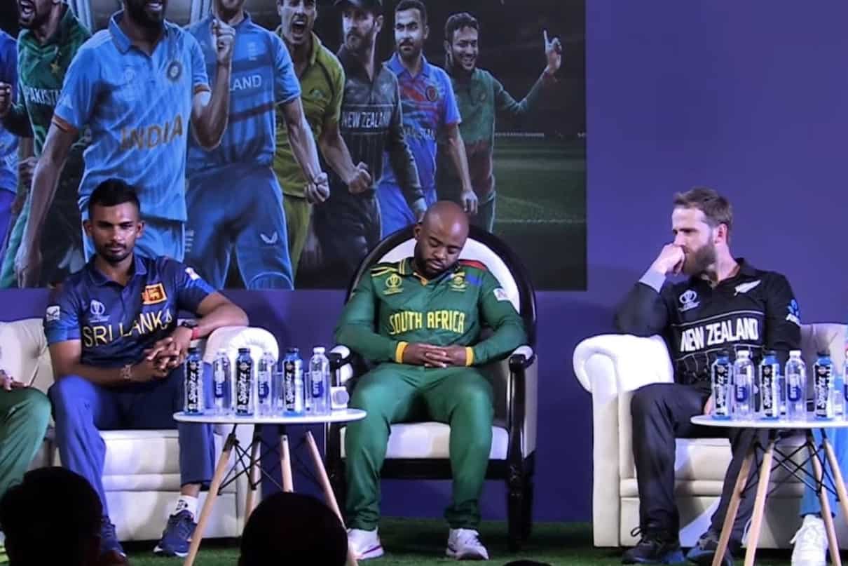 [Watch] South African Captain Temba Bavuma Caught Sleeping at ICC Cricket World Cup 2023 Event 