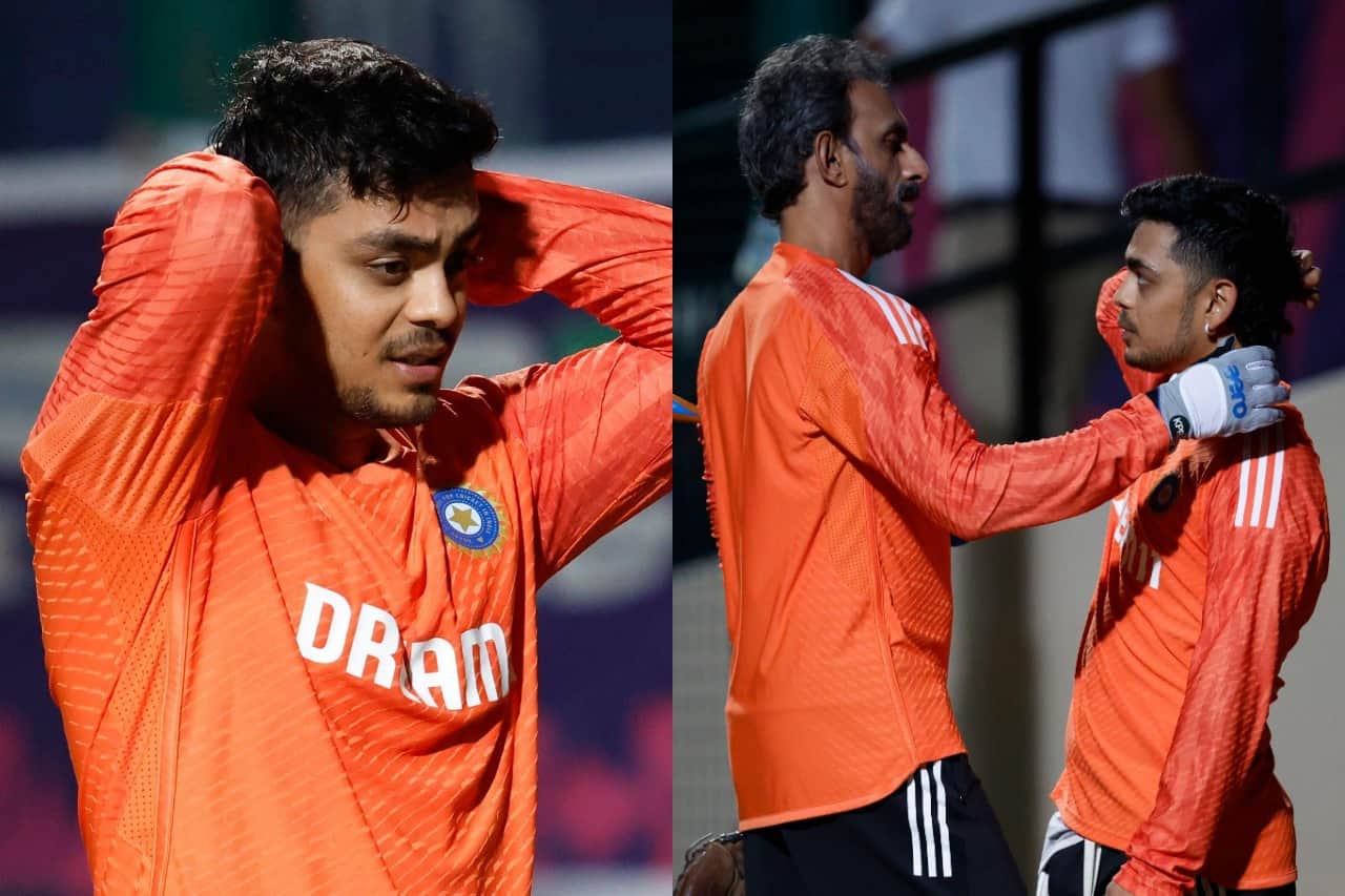 ODI World Cup 2023: Bee Attack on Ishan Kishan in Nets Ahead of India vs New Zealand Clash Ishan Kishan stung by a bee