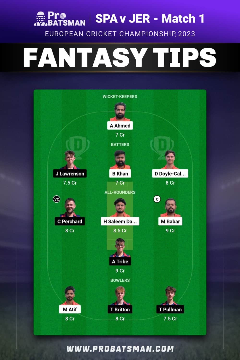 SPA vs JER Dream11 Prediction - Fantasy Team 2