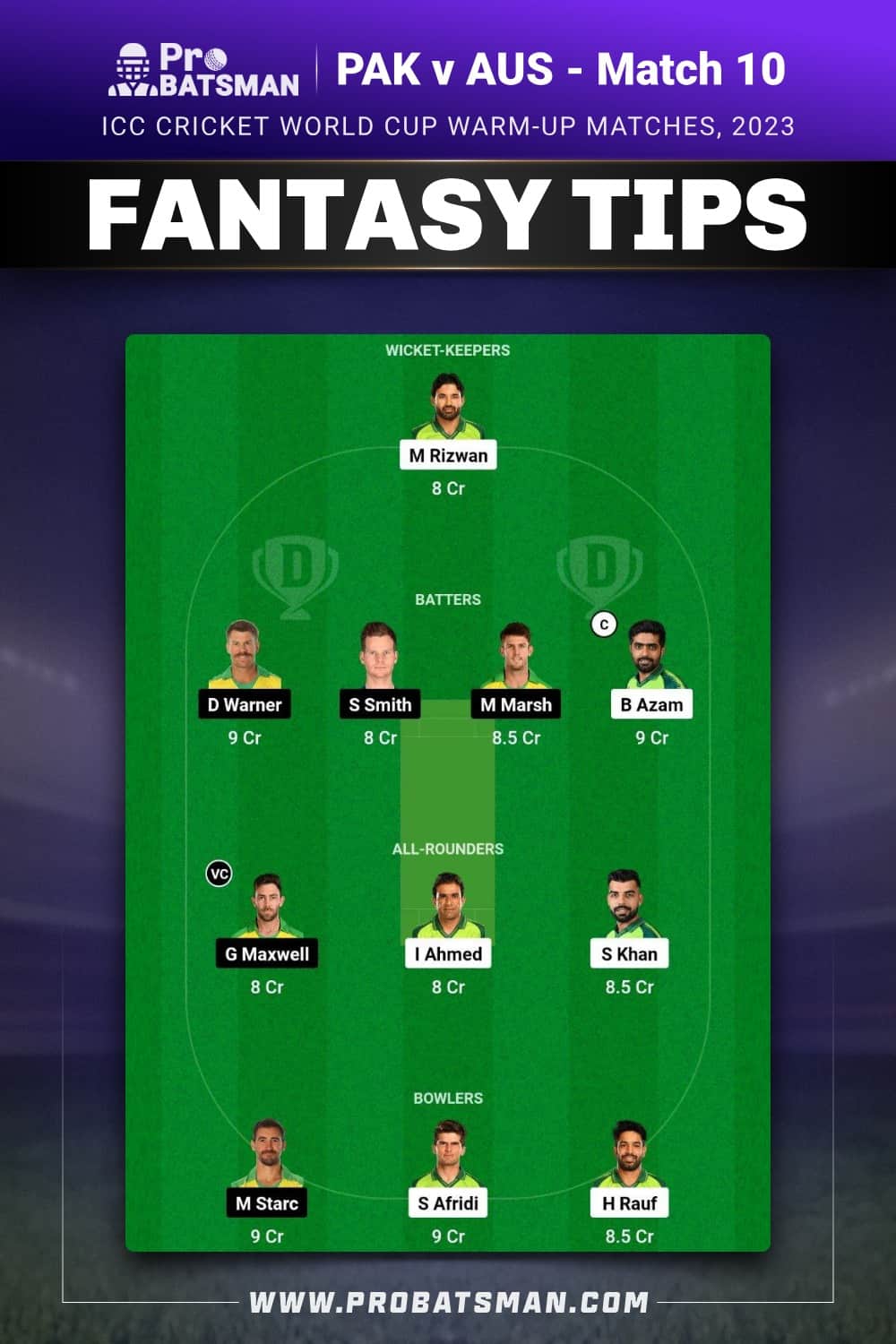 PAK vs AUS Dream11 Prediction - Fantasy Team 2