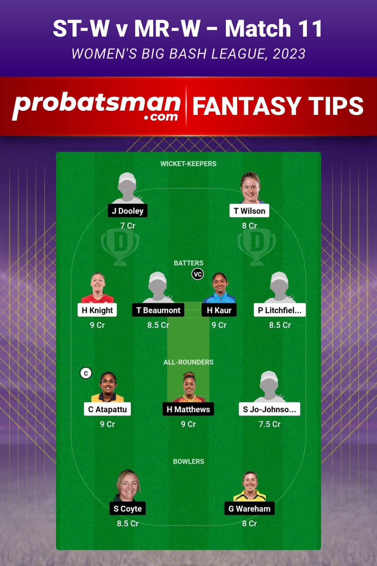 ST-W vs MR-W Dream11 Prediction - Fantasy Team 2 ST-W vs MR-W Dream11 Prediction - Fantasy Team 2