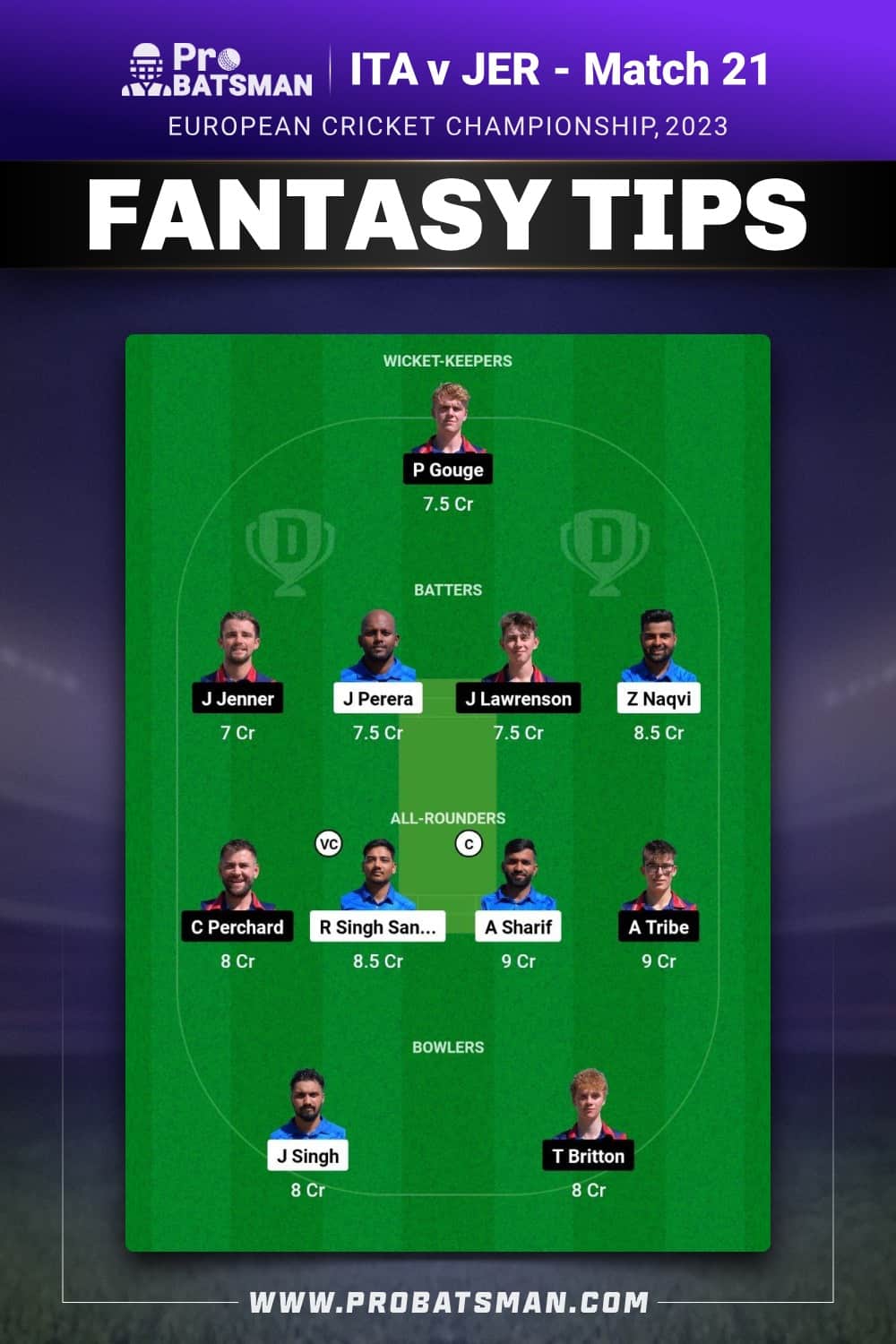 ITA vs JER Dream11 Prediction - Fantasy Team 2 ITA vs JER Dream11 Prediction - Fantasy Team 2