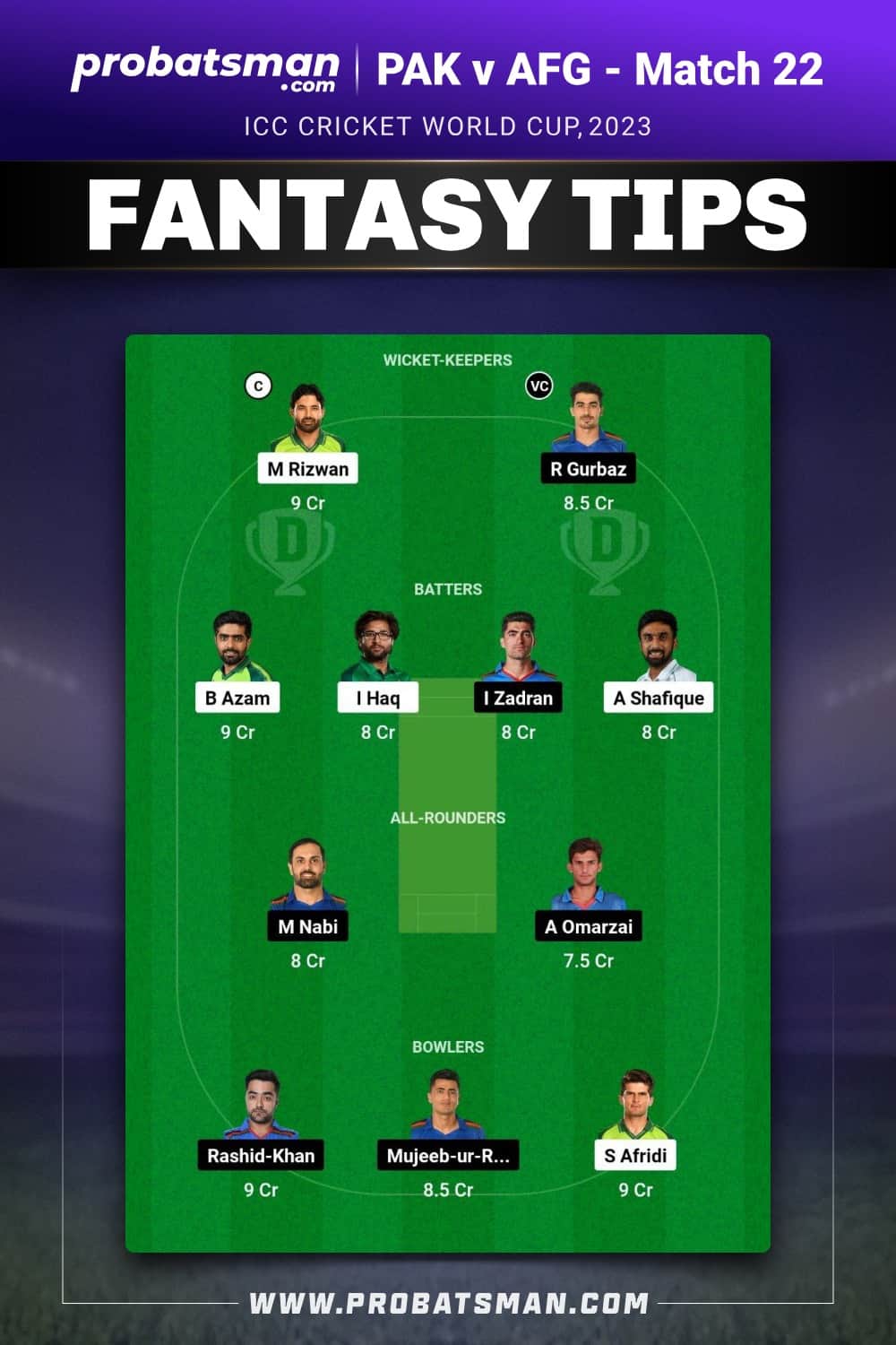 PAK vs AFG Dream11 Prediction - Fantasy Team 1