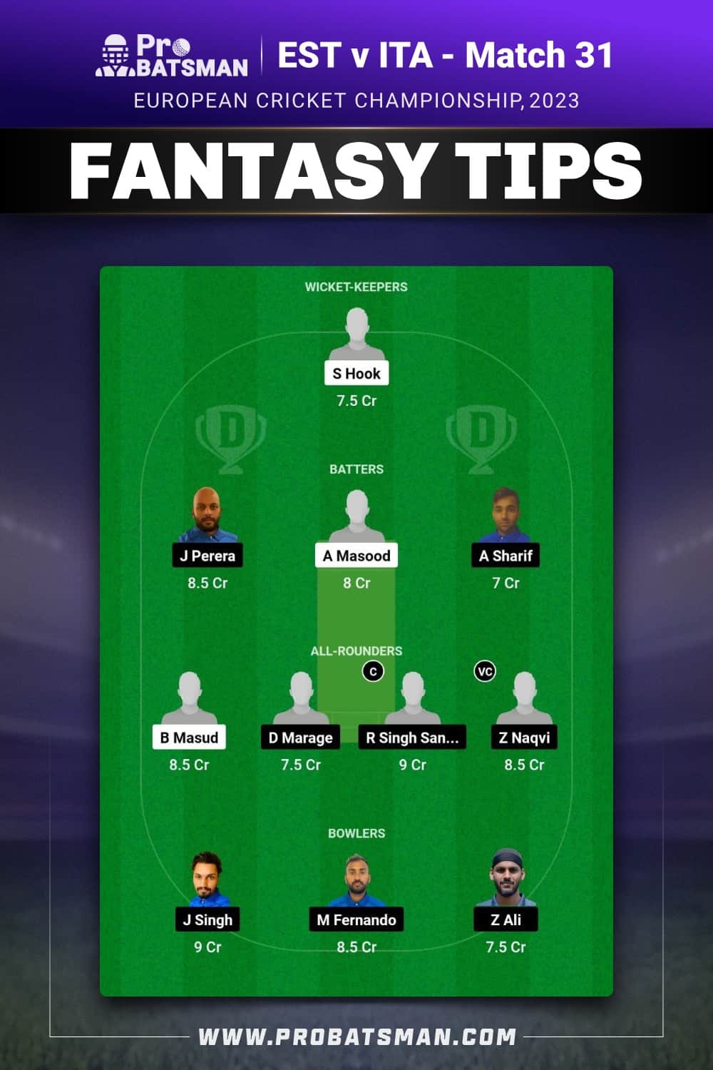 EST vs ITA Dream11 Prediction - Fantasy Team 1 EST vs ITA Dream11 Prediction - Fantasy Team 1