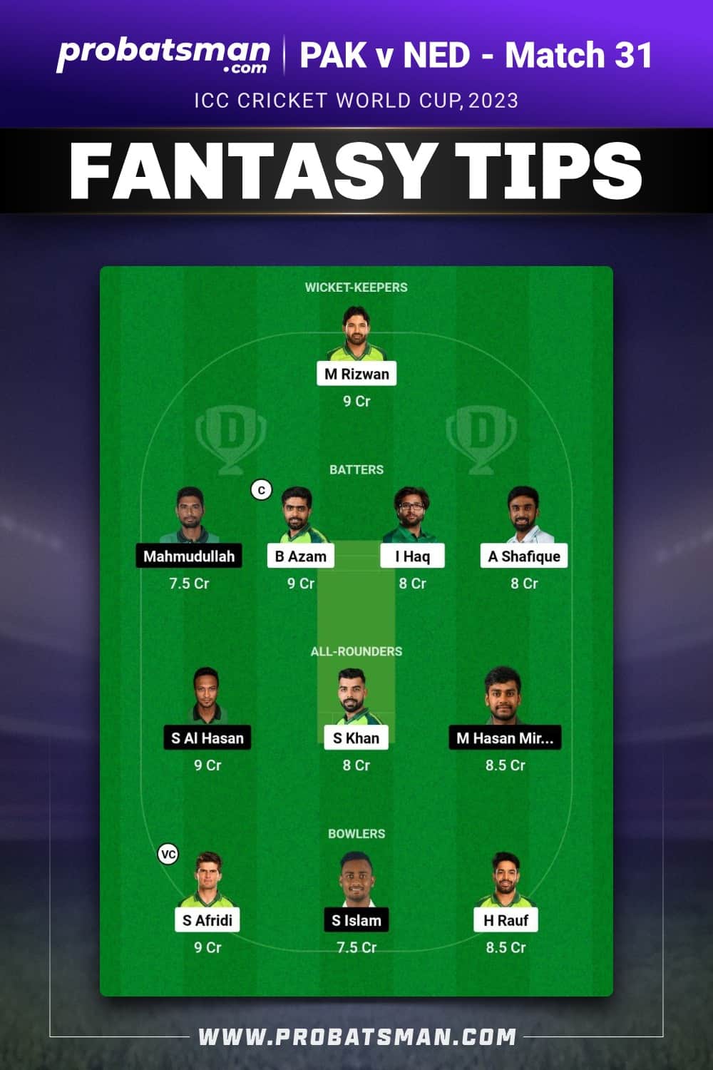 PAK vs BAN Dream11 Prediction - Fantasy Team 2