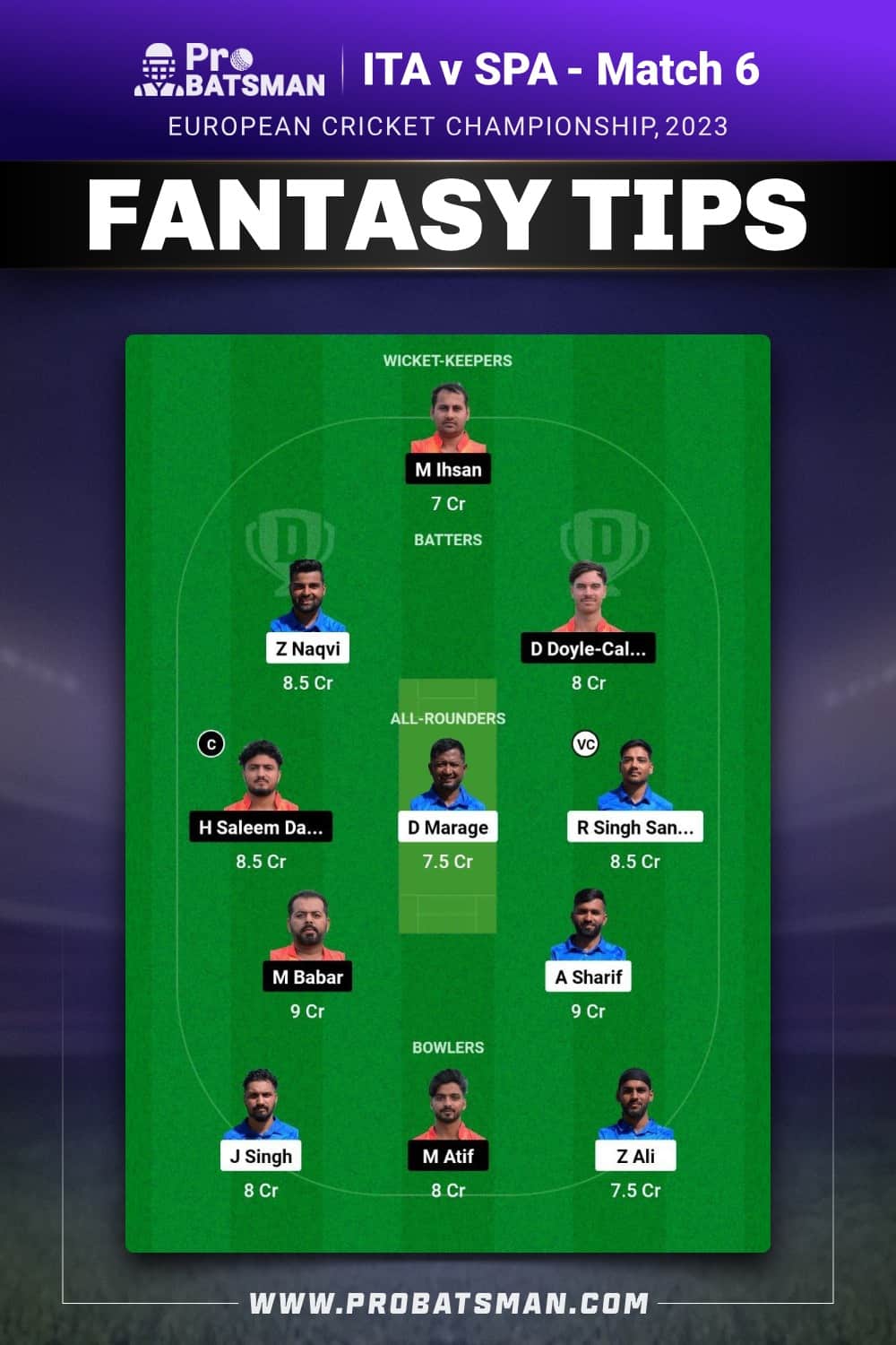 ITA vs SPA Dream11 Prediction - Fantasy Team 2