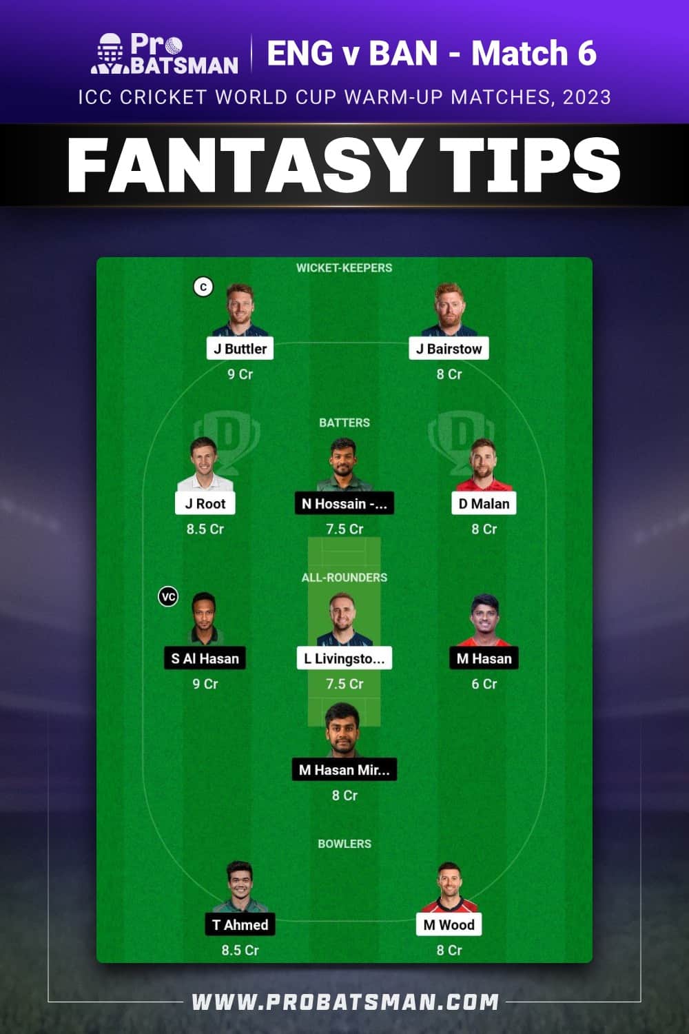 ENG vs BAN Dream11 Prediction - Fantasy Team 2