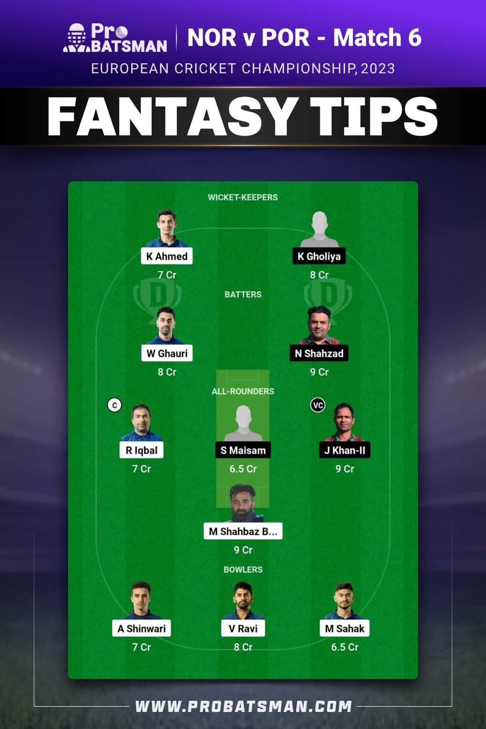 NOR vs POR Dream11 Prediction - Fantasy Team 1