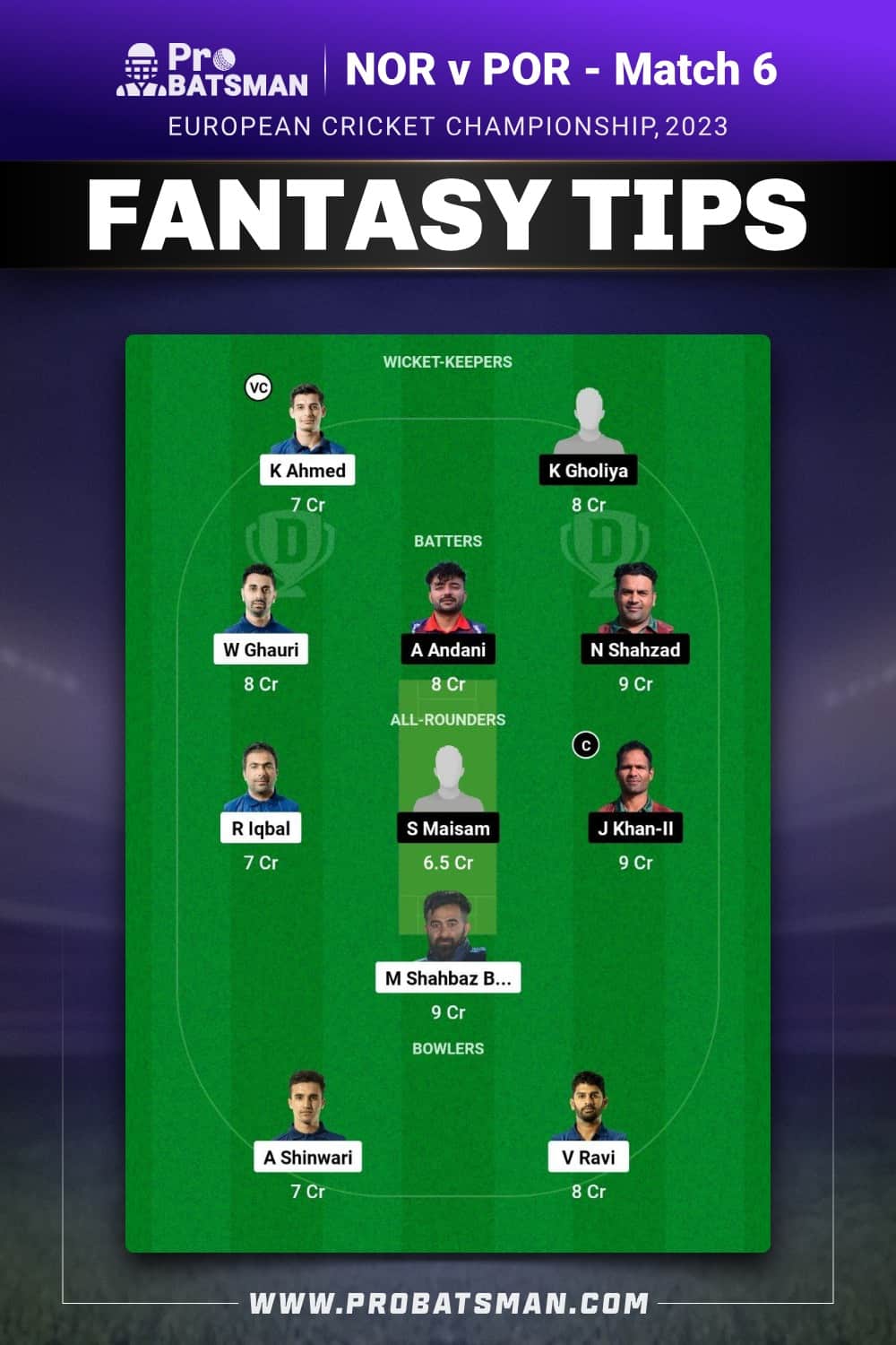 NOR vs POR Dream11 Prediction - Fantasy Team 2