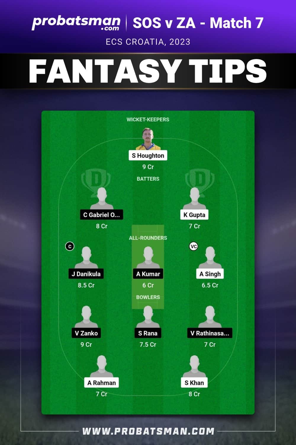 SOS vs ZA Dream11 Prediction - Fantasy Team 2