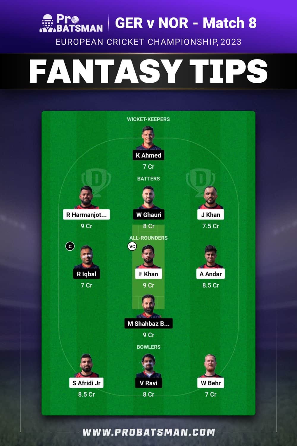 GER vs NOR Dream11 Prediction - Fantasy Team 1 GER vs NOR Dream11 Prediction - Fantasy Team 1