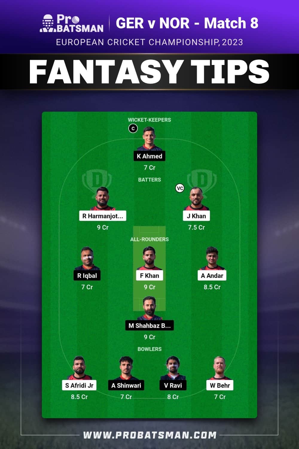 GER vs NOR Dream11 Prediction - Fantasy Team 2