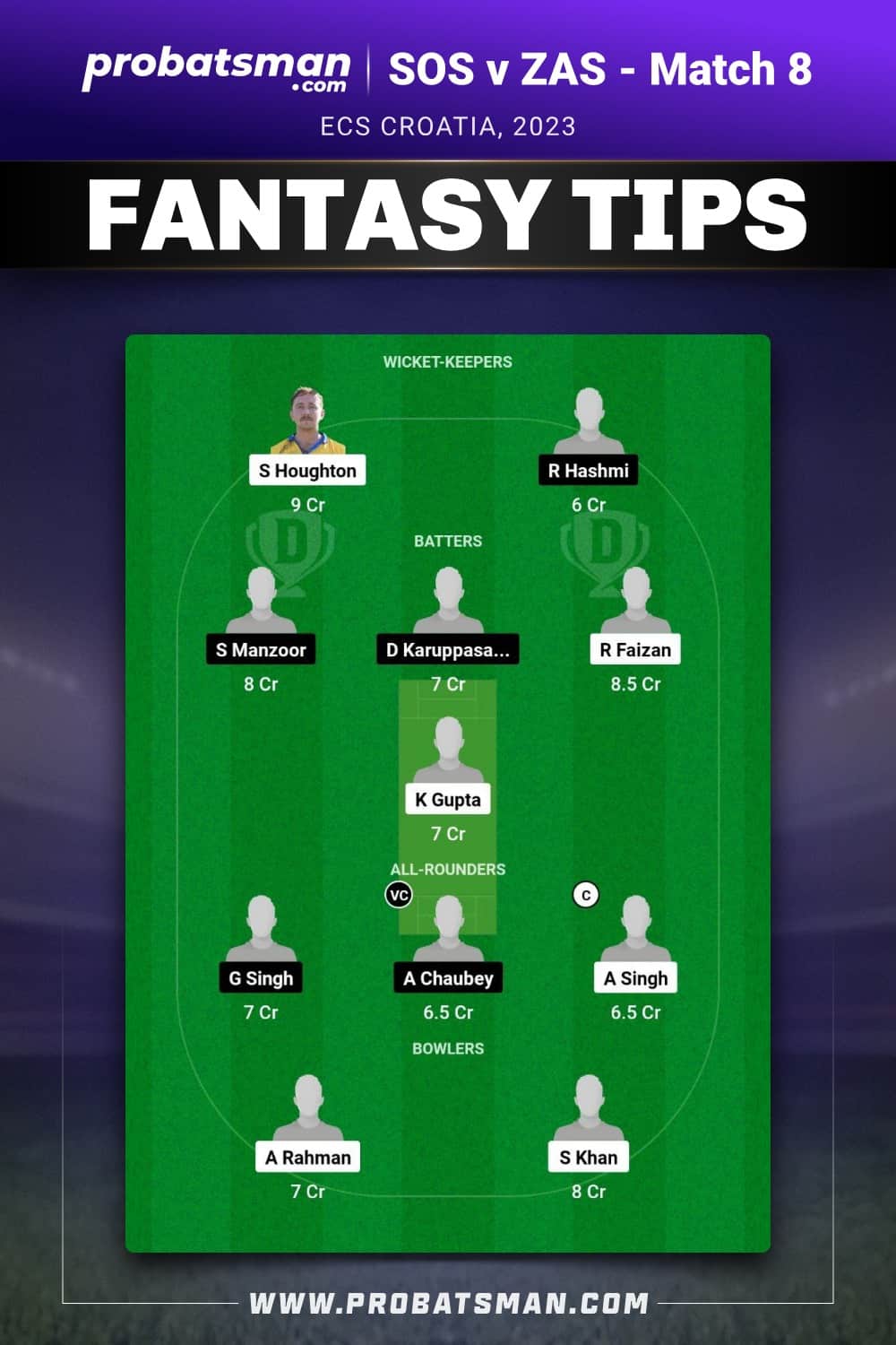 SOS vs ZAS Dream11 Prediction - Fantasy Team 1