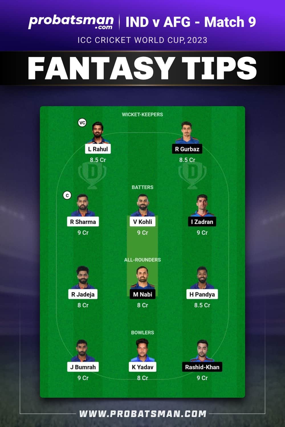 IND vs AFG Dream11 Prediction - Fantasy Team 2