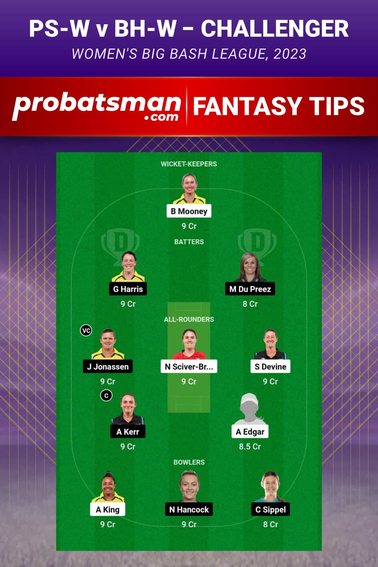 PS-W vs BH-W Dream11 Prediction - Fantasy Team 2