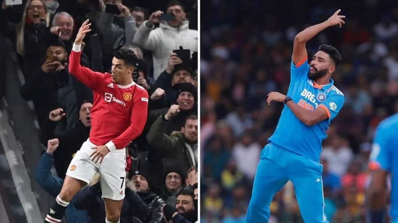 Mohammed Siraj and Ronaldo's 'Siu’ Celebration Captured in a Legendary Photo Cristiano Ronaldo & Mohammed Siraj Siu celebration