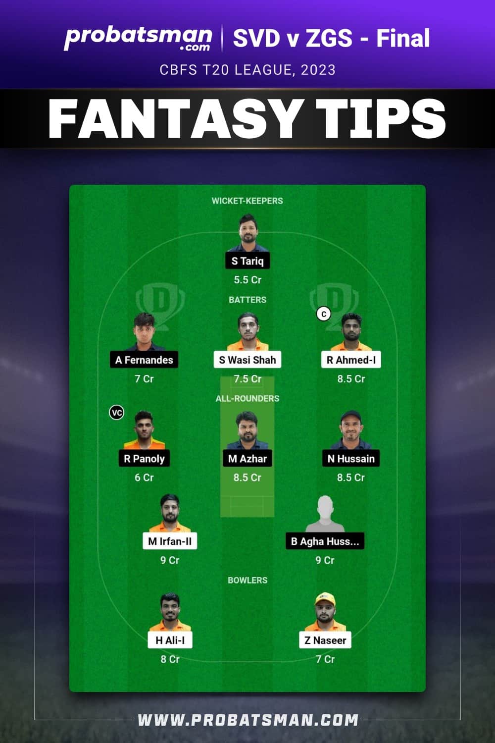 SVD vs ZGS Dream11 Prediction - Fantasy Team 2 SVD vs ZGS Dream11 Prediction - Fantasy Team 2